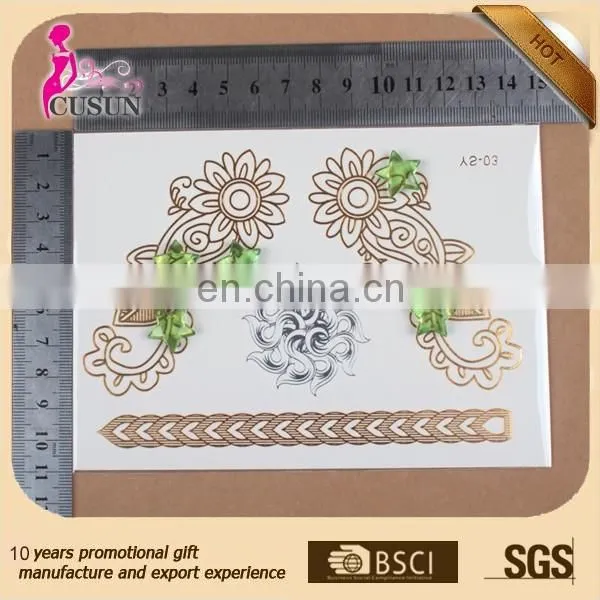 Non-toxic Waterproof tattoo feature blue and silver foil tattoo sticker metal temporary tattoo sticker