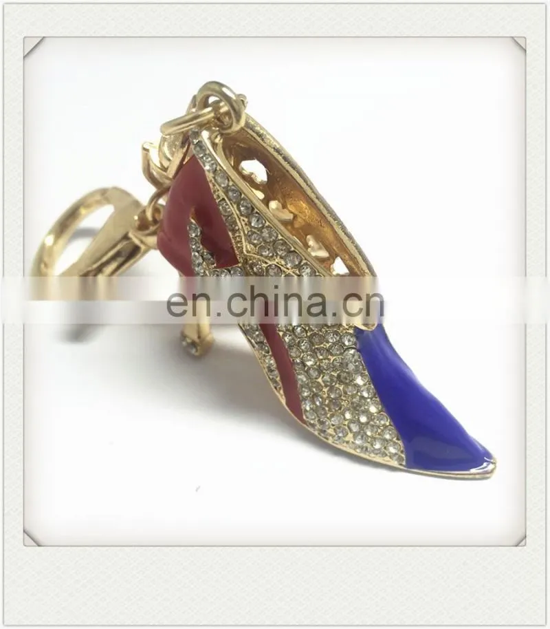 Promotional metal rhinestone shoe keychain