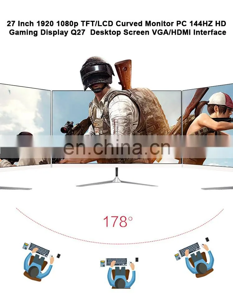 27 Inch Led Monitor Computer FHD Curved Monitor Desktop Gaming Display Full HD 1080P 4K 60HZ 1ms