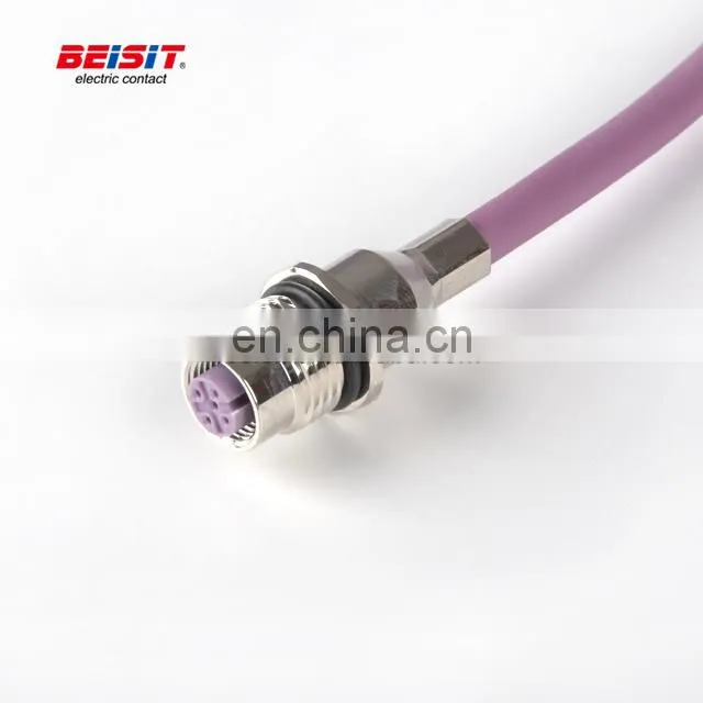 Electrical Cable Connectors 3 4 5 6 8 9 12 pins IP67 Female For Robot M12 Waterproof