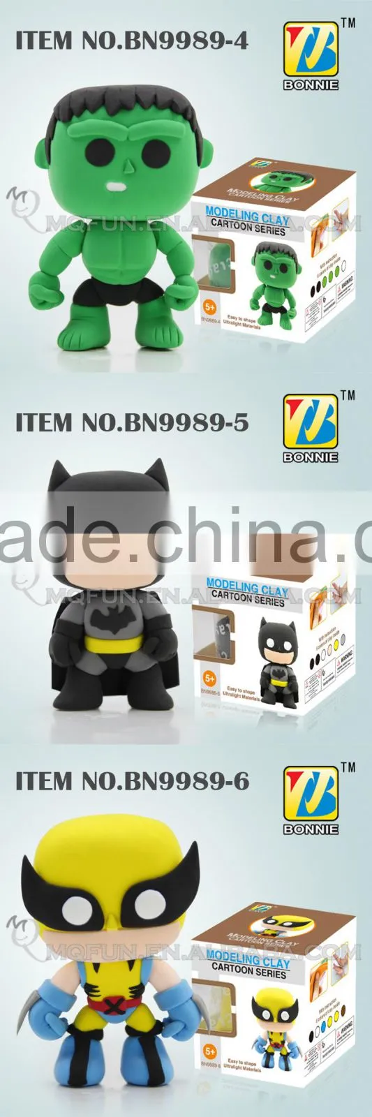 Mini Qute Bonnie 6 styles Marvel Avenger Super hero Captain America DIY cartoon kids Modeling clay plasticine educational toy