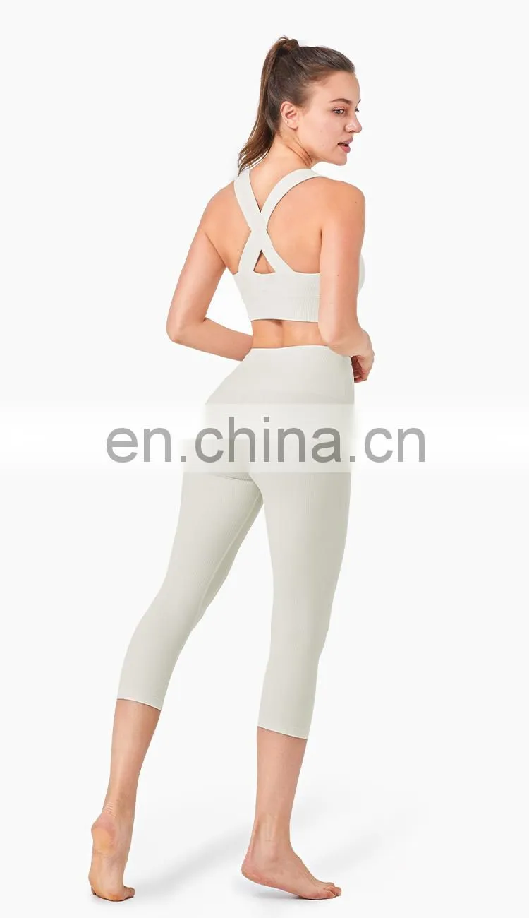 Lightweight Custom Logo Sport Active Wear Yoga Sets High Waist Two Piece Yoga Sport Suit
