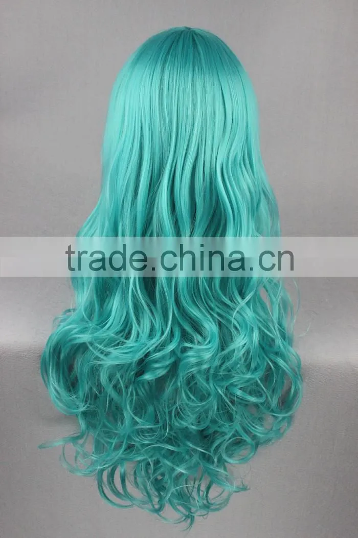 High Quality 65cm Medium Long Wave Sailor Moon wig Kaiou Michiru Light Green wig cosplay Synthetic Anime Wig Cosplay Hair Wigs