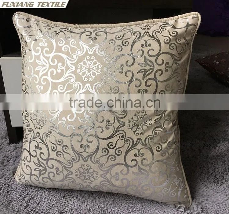 foil print faux linen cushion for home