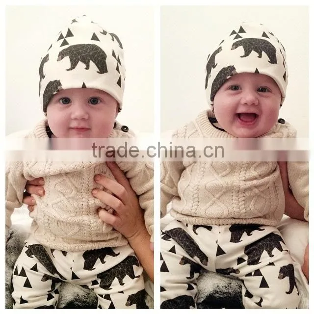 Ins Hot Selling Children Autumn & Winter Baby Headwear Toddlers Baby Fashion Printing Soft Cotton Hats