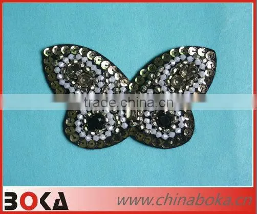 New design rhinestones lace trim patch for wedding dress