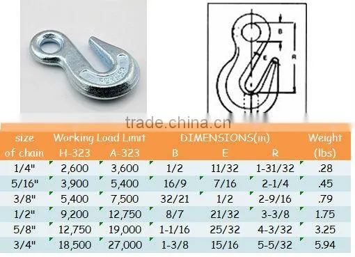 G43 electro-galvanized h323 eye grab hook