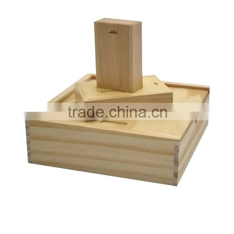 Laser tngraving wooden box USB flash drive stick in wooden box