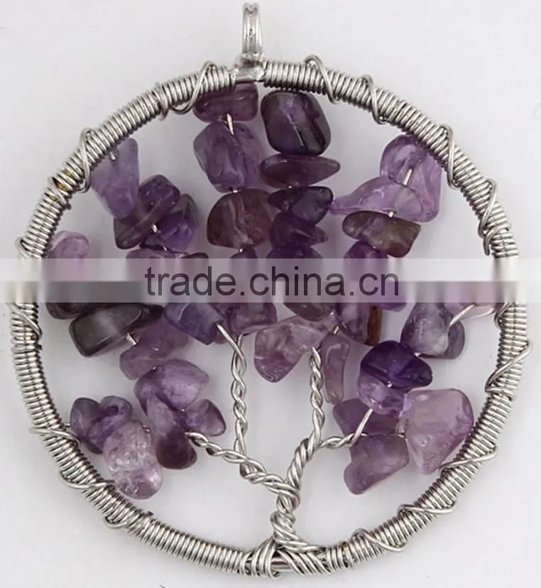 Ladies' Necklace the Tree of Life Gemstone Pendant Blessing Beads Charms SCC0329