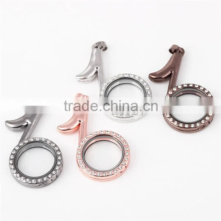 Imitation Rhodium Plated Musical Notation Floating Lockets Pendant