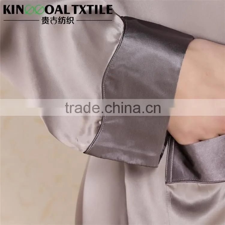 Wholesale Luxury Gifts 100% Silk Men's Luxury Long Silk Robe with binding and pocket