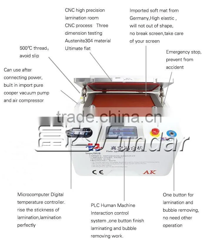 12inch Vacuum OCA lamination machine built in bubble remove lcd refurbish lcd repair mobile air bubble removing machine