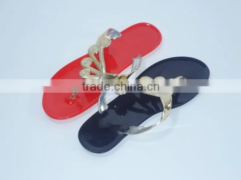 2015 Crystal jelly pvc slipper flip flop shoes for lady pvc slipper
