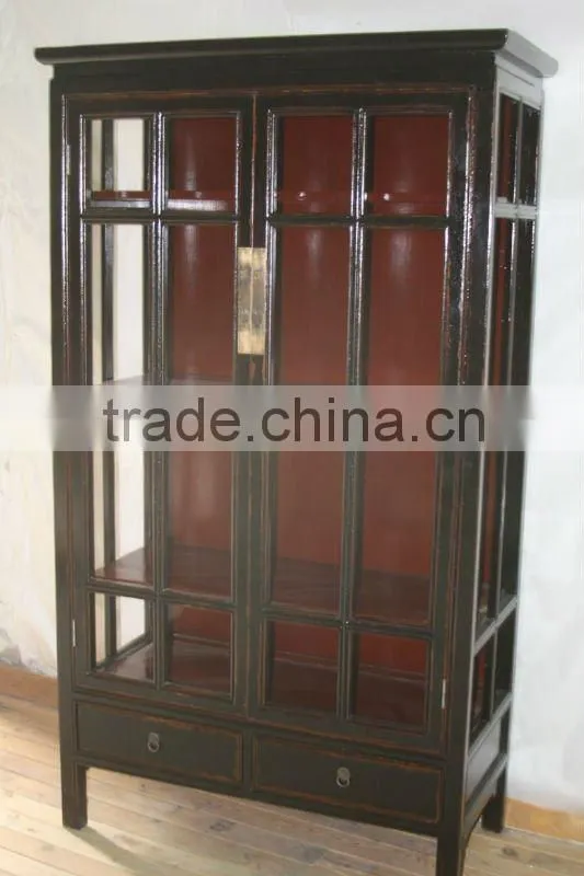 black glass two door cabinet