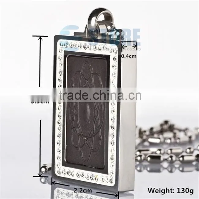 Crystal Quantum Energy Square Stainless Steel Pendant