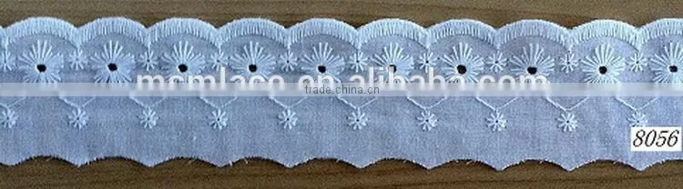 Top grade hot sale eyelet cotton lace trim embroidery