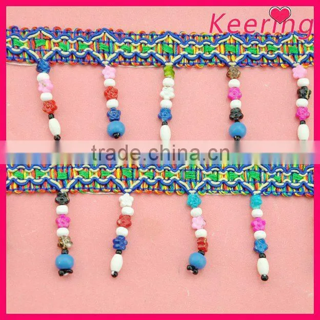 wholesale fashion fancy woman garment braid bead with fringe WTP-1296
