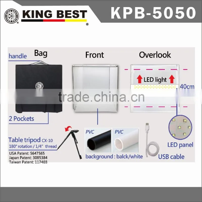 KINGBEST 50x50cm Adjustable light distance Light weight portable lighting Photo LED studio shooting tent photo studio light kit