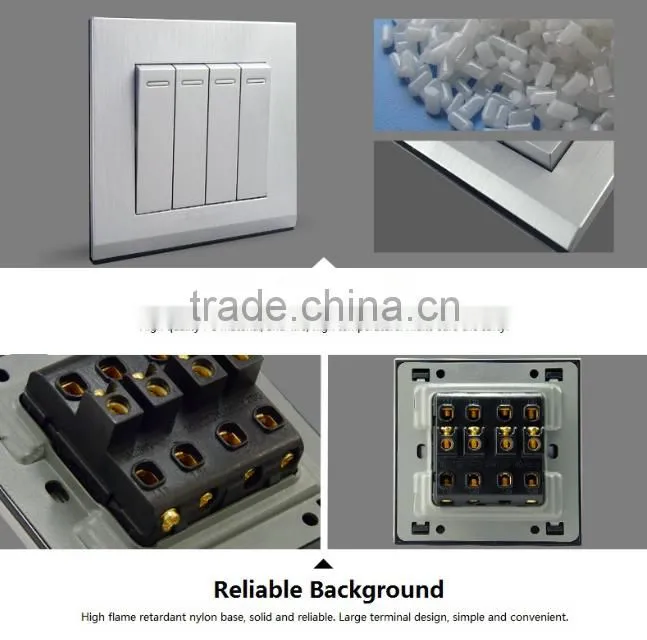 3D PC brushed like matel brushed design BS Standard touch switch 1 gang 1 way wall switch