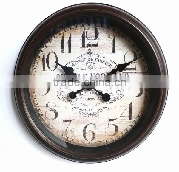 Dia 39 cm Country Style Round Metal Wall Clock