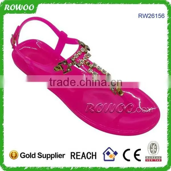 Summer 2016 fashion Beige crystal women flat sandal shoes