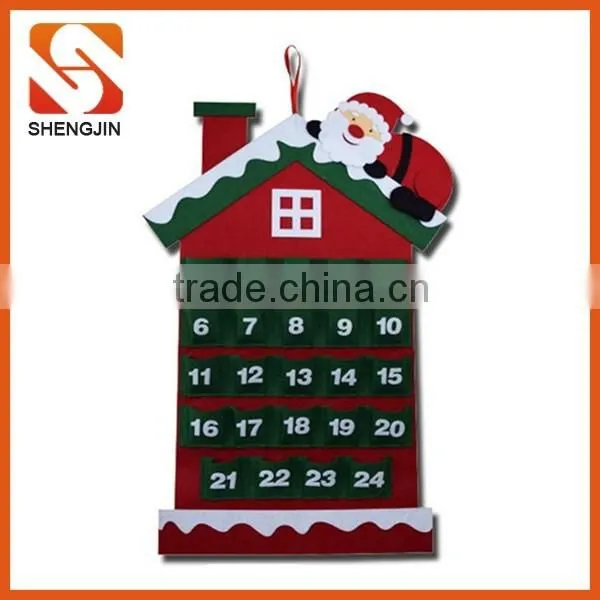 SJ-6859 Custom Felt Christmas Advent Calendar,Handmade tree shape hangging Calendar