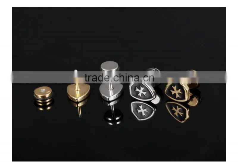 2016 fashion stainless steel body jewelry Catholic shape Catholic cross male earring