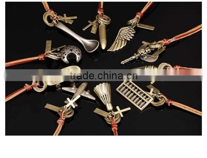 men style fashion engraving love genuine leather alloy pendant