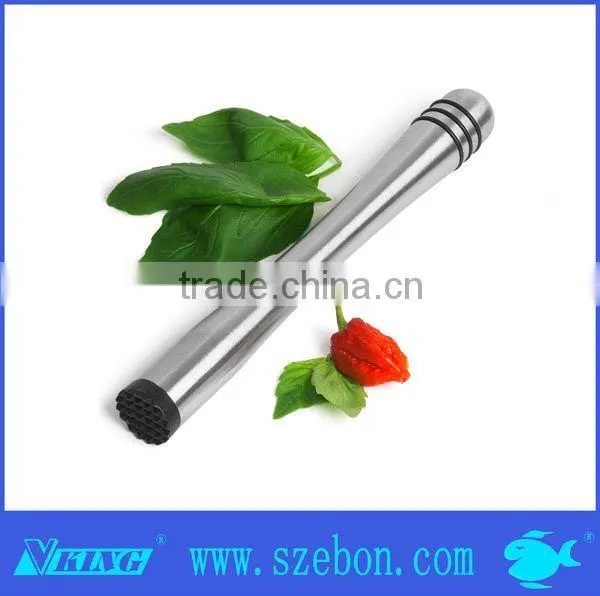 Hot sale stainless steel cocktail muddler with black plastic head barware