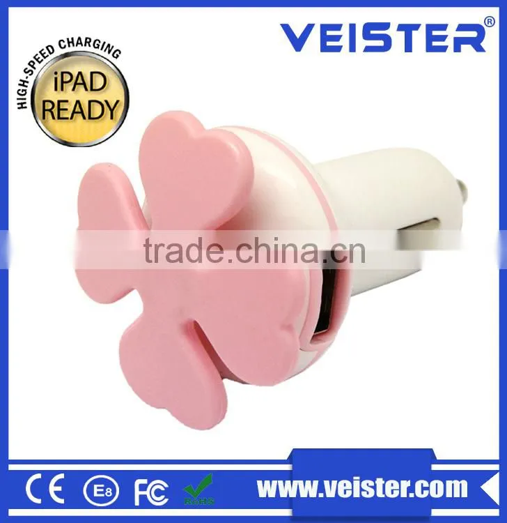 OEM usb car charger cute mobile phone charger car adapter 2.1a