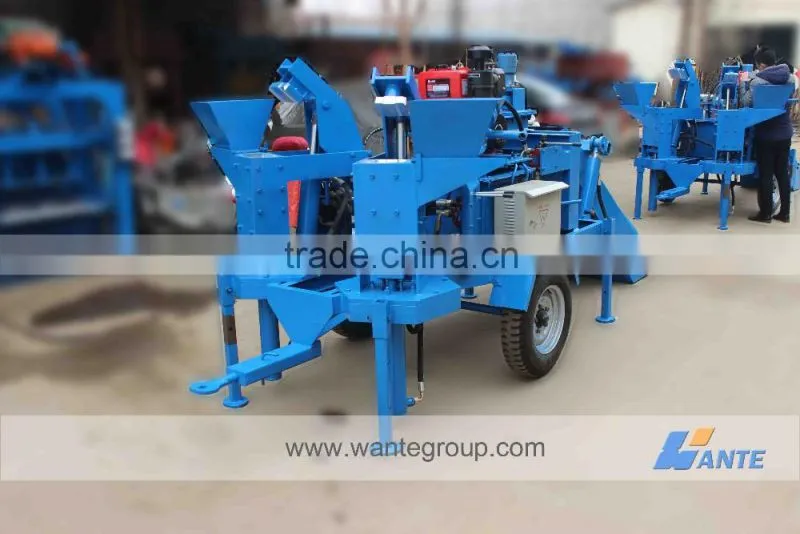 WT2-20M diesel engine mud brick making machine with hopper and mixer