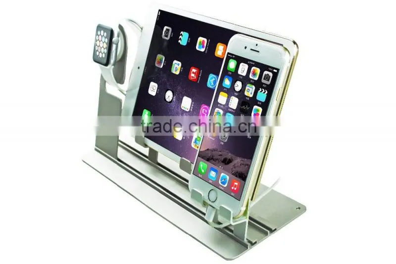 2015 Multifunction Aluminum metal charging dock for apple watch, dual purpose stand for apple watch & iphone