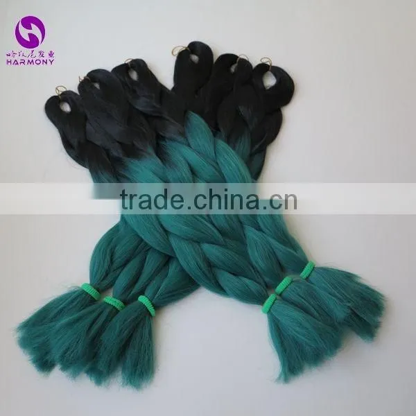 HARMONY 24" 100g/pc BLUE&CELADON GREEN Ombre Two Tone Colored Jumbo Braid Synthetic Box Crochet Ombre Braiding Hair