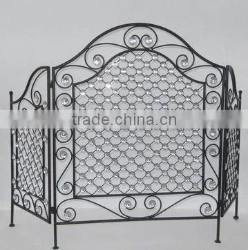 100608EA-iron and crystal fireplace folding screen