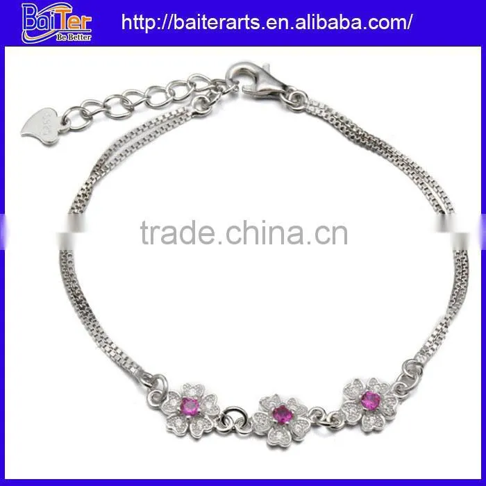 Fashion 925 Sterling Silver Diamond Heart Shaped Tennis Bracelet Heart Bracelet