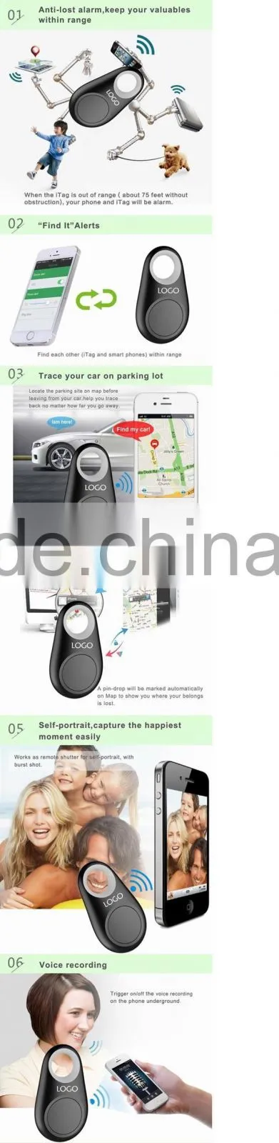 Wireless lost reminder smart iTag Personal Usage Bluetooth 4.0 Tracker for Child Elders Pet Phone Car
