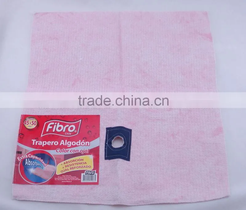 Stitch bonded nonwoven pink color 100%cotton floor wiping rags