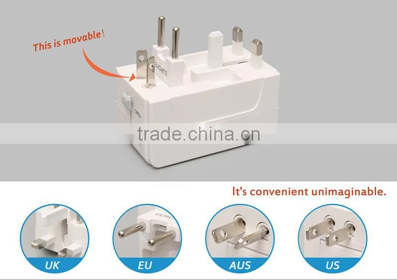 UK AUS US EU plug Universal travel adapter with Single USB