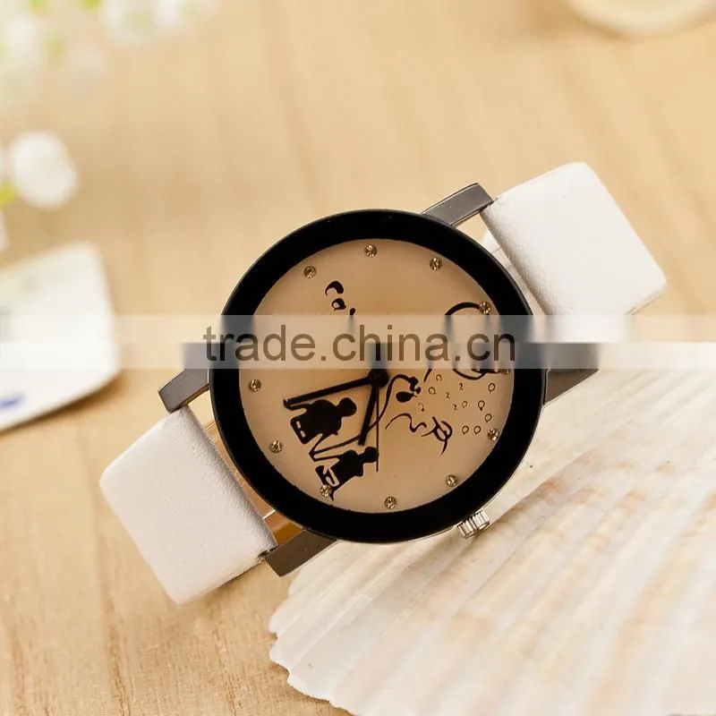 Wholesale China Ebay Best Selling Watches Hot Sale Simple Fashion Crystal Lovers White Leather Lover Wrist Watch in Stock!