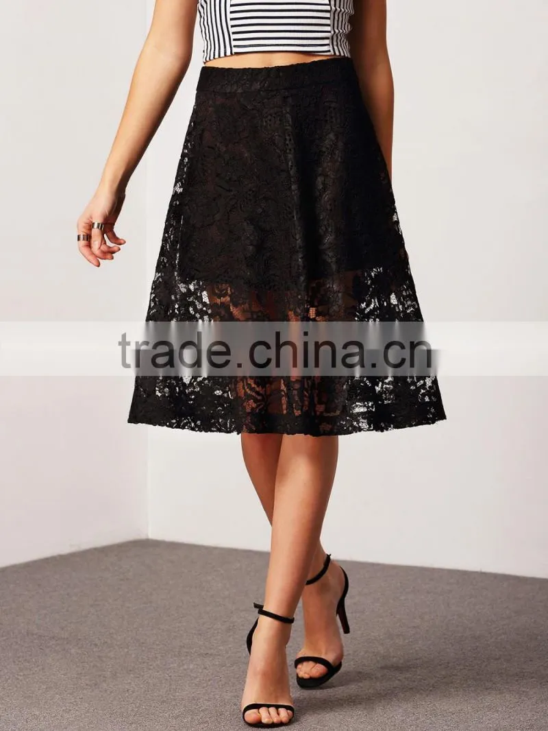 2016 china factory summer lady women lace latest long skirt design