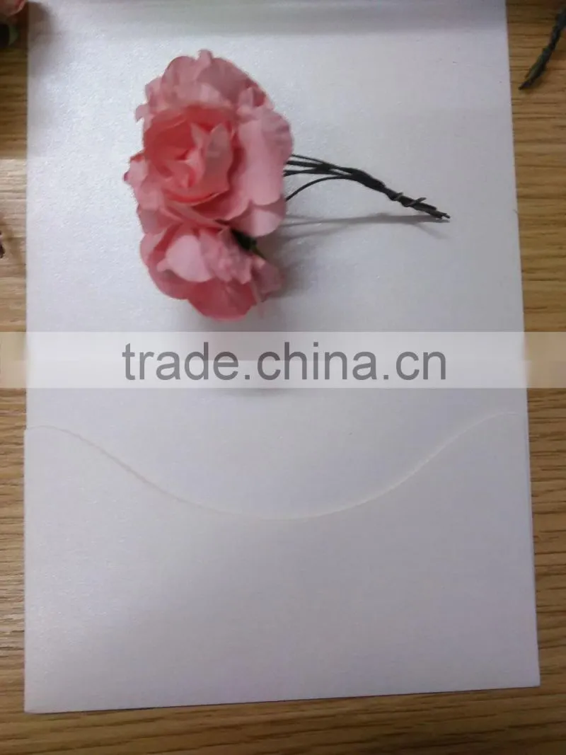 2016 newmengxing pearl white color wedding invitation laser cutting