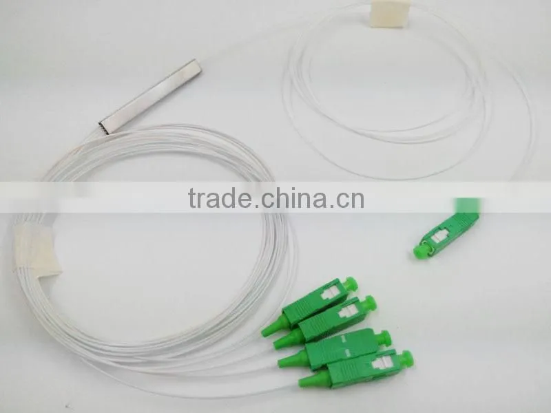 FTTH accessories SM 0.9mm tube SC APC 1x4 port Mini fiber optic splitter