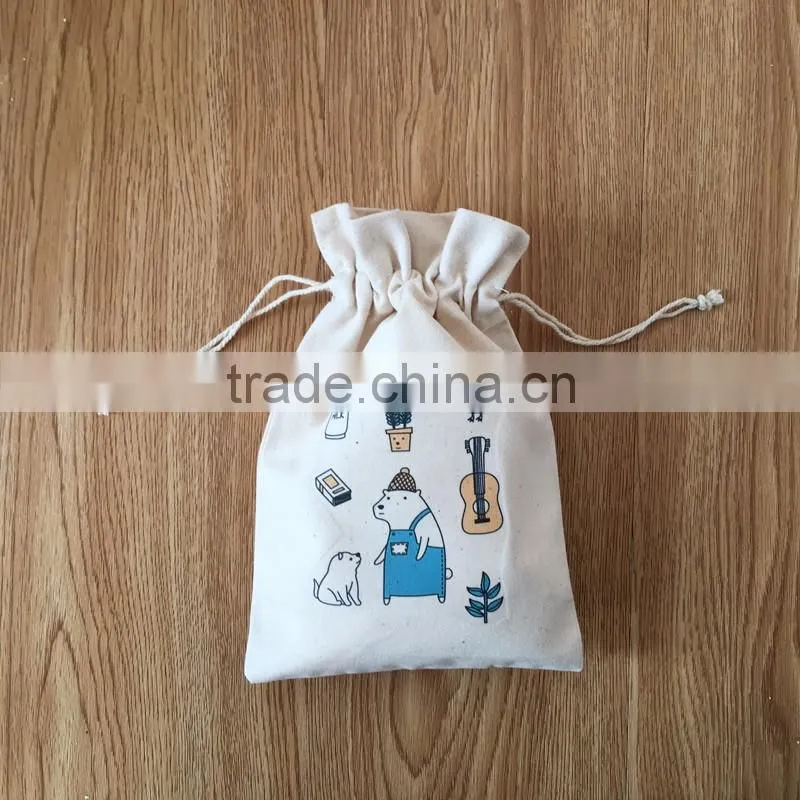Durable and cheap mini cotton drawstring bag for storage