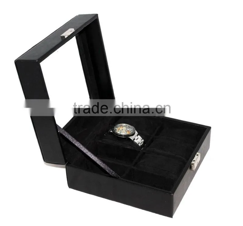 Exquisite Custom Makeing Black Pu Leather Watch Storage Box