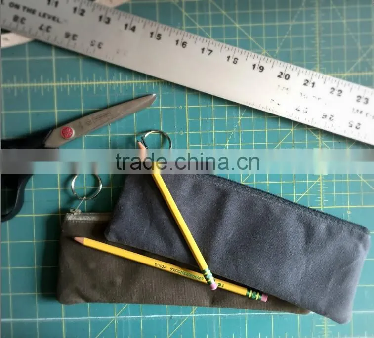 custom high quality small waxed canvas zipper pouch