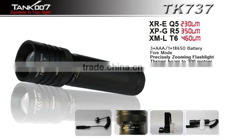 Cree XM-L T6 zoom flashlight clamp TANK007 TK737
