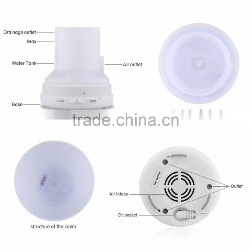 2016 Hot Sale 7 Color Light Ultrasonic Aroma Humidifier Diffuser For SPA Yoga Baby Room