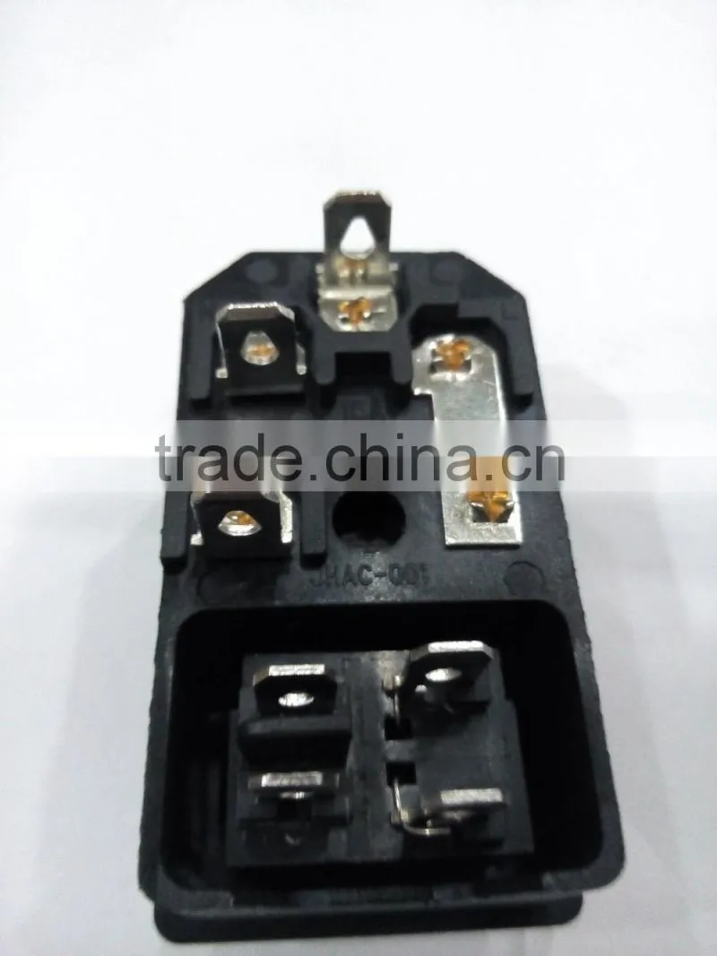 15A 250V AC power socket with fuse and 4pin rocker switch