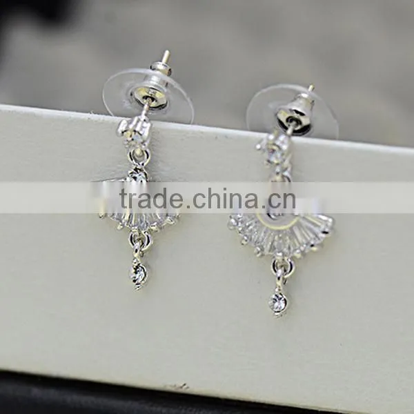 yiwu sector shaped small litter ballet girl earrings