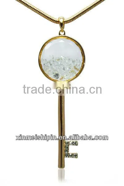 18K Gold Plating necklace & crystal key pendant China jewelry LN045-2